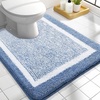 image:imageOLANLY Small Bathroom Rugs 24x16 Extra Soft and Absorbent Microfiber Bath Rugs NonSlip Machine Washable Quick Dry Shaggy Bath Carpet Bath Mats for Bathroom Floor Tub Shower GreyBlue and White