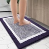 image:imageOLANLY Small Bathroom Rugs 24x16 Extra Soft and Absorbent Microfiber Bath Rugs NonSlip Machine Washable Quick Dry Shaggy Bath Carpet Bath Mats for Bathroom Floor Tub Shower GreyPurple and White