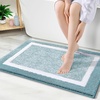 image:imageOLANLY Small Bathroom Rugs 24x16 Extra Soft and Absorbent Microfiber Bath Rugs NonSlip Machine Washable Quick Dry Shaggy Bath Carpet Bath Mats for Bathroom Floor Tub Shower GreyLight Blue and White