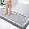 image:imageOLANLY Small Bathroom Rugs 24x16 Extra Soft and Absorbent Microfiber Bath Rugs NonSlip Machine Washable Quick Dry Shaggy Bath Carpet Bath Mats for Bathroom Floor Tub Shower GreyGrey and White