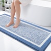 image:imageOLANLY Small Bathroom Rugs 24x16 Extra Soft and Absorbent Microfiber Bath Rugs NonSlip Machine Washable Quick Dry Shaggy Bath Carpet Bath Mats for Bathroom Floor Tub Shower GreyBlue and White