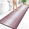 image:imageOLANLY Toilet Rugs UShaped 24x20 Extra Soft Absorbent Chenille Striped Contour Bathroom Rugs for Toilet Dry Quickly Machine Washable NonSlip Bath Mat GreyBurgundy