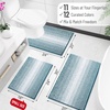image:imageOLANLY Toilet Rugs UShaped 24x20 Extra Soft Absorbent Chenille Striped Contour Bathroom Rugs for Toilet Dry Quickly Machine Washable NonSlip Bath Mat GreyPeacock Blue