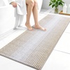 image:imageOLANLY Toilet Rugs UShaped 24x20 Extra Soft Absorbent Chenille Striped Contour Bathroom Rugs for Toilet Dry Quickly Machine Washable NonSlip Bath Mat GreyBeige