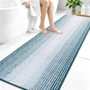 image:imageOLANLY Toilet Rugs UShaped 24x20 Extra Soft Absorbent Chenille Striped Contour Bathroom Rugs for Toilet Dry Quickly Machine Washable NonSlip Bath Mat GreyPeacock Blue