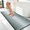 image:imageOLANLY Toilet Rugs UShaped 24x20 Extra Soft Absorbent Chenille Striped Contour Bathroom Rugs for Toilet Dry Quickly Machine Washable NonSlip Bath Mat GreyBlackish Green