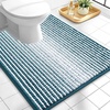 image:imageOLANLY Toilet Rugs UShaped 24x20 Extra Soft Absorbent Chenille Striped Contour Bathroom Rugs for Toilet Dry Quickly Machine Washable NonSlip Bath Mat GreyPeacock Blue