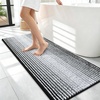 image:imageOLANLY Toilet Rugs UShaped 24x20 Extra Soft Absorbent Chenille Striped Contour Bathroom Rugs for Toilet Dry Quickly Machine Washable NonSlip Bath Mat GreyBlack