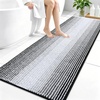 image:imageOLANLY Toilet Rugs UShaped 24x20 Extra Soft Absorbent Chenille Striped Contour Bathroom Rugs for Toilet Dry Quickly Machine Washable NonSlip Bath Mat GreyBlack