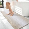 image:imageOLANLY Toilet Rugs UShaped 24x20 Extra Soft Absorbent Chenille Striped Contour Bathroom Rugs for Toilet Dry Quickly Machine Washable NonSlip Bath Mat GreyBeige