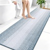 image:imageOLANLY Toilet Rugs UShaped 24x20 Extra Soft Absorbent Chenille Striped Contour Bathroom Rugs for Toilet Dry Quickly Machine Washable NonSlip Bath Mat GreyAiry Blue