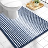 image:imageOLANLY Toilet Rugs UShaped 24x20 Extra Soft Absorbent Chenille Striped Contour Bathroom Rugs for Toilet Dry Quickly Machine Washable NonSlip Bath Mat GreyNavy