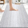 image:imageOLANLY Toilet Rugs UShaped 24x20 Extra Soft Absorbent Chenille Striped Contour Bathroom Rugs for Toilet Dry Quickly Machine Washable NonSlip Bath Mat GreyLight Grey