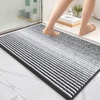 image:imageOLANLY Toilet Rugs UShaped 24x20 Extra Soft Absorbent Chenille Striped Contour Bathroom Rugs for Toilet Dry Quickly Machine Washable NonSlip Bath Mat GreyDark Grey