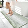 image:imageOLANLY Toilet Rugs UShaped 24x20 Extra Soft Absorbent Chenille Striped Contour Bathroom Rugs for Toilet Dry Quickly Machine Washable NonSlip Bath Mat GreySage Green