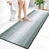 image:imageOLANLY Toilet Rugs UShaped 24x20 Extra Soft Absorbent Chenille Striped Contour Bathroom Rugs for Toilet Dry Quickly Machine Washable NonSlip Bath Mat GreyBlackish Green