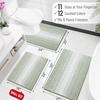 image:imageOLANLY Toilet Rugs UShaped 24x20 Extra Soft Absorbent Chenille Striped Contour Bathroom Rugs for Toilet Dry Quickly Machine Washable NonSlip Bath Mat GreySage Green