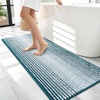 image:imageOLANLY Toilet Rugs UShaped 24x20 Extra Soft Absorbent Chenille Striped Contour Bathroom Rugs for Toilet Dry Quickly Machine Washable NonSlip Bath Mat GreyPeacock Blue