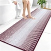 image:imageOLANLY Toilet Rugs UShaped 24x20 Extra Soft Absorbent Chenille Striped Contour Bathroom Rugs for Toilet Dry Quickly Machine Washable NonSlip Bath Mat GreyBurgundy