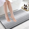 image:imageOLANLY Toilet Rugs UShaped 24x20 Extra Soft Absorbent Chenille Striped Contour Bathroom Rugs for Toilet Dry Quickly Machine Washable NonSlip Bath Mat GreyGrey
