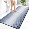 image:imageOLANLY Toilet Rugs UShaped 24x20 Extra Soft Absorbent Chenille Striped Contour Bathroom Rugs for Toilet Dry Quickly Machine Washable NonSlip Bath Mat GreyNavy