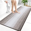 image:imageOLANLY Toilet Rugs UShaped 24x20 Extra Soft Absorbent Chenille Striped Contour Bathroom Rugs for Toilet Dry Quickly Machine Washable NonSlip Bath Mat GreyBrown