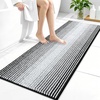 image:imageOLANLY Toilet Rugs UShaped 24x20 Extra Soft Absorbent Chenille Striped Contour Bathroom Rugs for Toilet Dry Quickly Machine Washable NonSlip Bath Mat GreyBlack