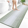 image:imageOLANLY Toilet Rugs UShaped 24x20 Extra Soft Absorbent Chenille Striped Contour Bathroom Rugs for Toilet Dry Quickly Machine Washable NonSlip Bath Mat GreySage Green