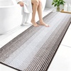 image:imageOLANLY Toilet Rugs UShaped 24x20 Extra Soft Absorbent Chenille Striped Contour Bathroom Rugs for Toilet Dry Quickly Machine Washable NonSlip Bath Mat GreyBrown