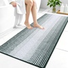 image:imageOLANLY Toilet Rugs UShaped 24x20 Extra Soft Absorbent Chenille Striped Contour Bathroom Rugs for Toilet Dry Quickly Machine Washable NonSlip Bath Mat GreyBlackish Green