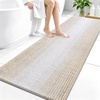 image:imageOLANLY Toilet Rugs UShaped 24x20 Extra Soft Absorbent Chenille Striped Contour Bathroom Rugs for Toilet Dry Quickly Machine Washable NonSlip Bath Mat GreyBeige