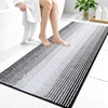 image:imageOLANLY Toilet Rugs UShaped 24x20 Extra Soft Absorbent Chenille Striped Contour Bathroom Rugs for Toilet Dry Quickly Machine Washable NonSlip Bath Mat GreyBlack
