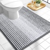 image:imageOLANLY Toilet Rugs UShaped 24x20 Extra Soft Absorbent Chenille Striped Contour Bathroom Rugs for Toilet Dry Quickly Machine Washable NonSlip Bath Mat GreyGrey