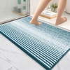 image:imageOLANLY Toilet Rugs UShaped 24x20 Extra Soft Absorbent Chenille Striped Contour Bathroom Rugs for Toilet Dry Quickly Machine Washable NonSlip Bath Mat GreyPeacock Blue