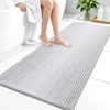 image:imageOLANLY Toilet Rugs UShaped 24x20 Extra Soft Absorbent Chenille Striped Contour Bathroom Rugs for Toilet Dry Quickly Machine Washable NonSlip Bath Mat GreyLight Grey