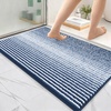 image:imageOLANLY Toilet Rugs UShaped 24x20 Extra Soft Absorbent Chenille Striped Contour Bathroom Rugs for Toilet Dry Quickly Machine Washable NonSlip Bath Mat GreyNavy