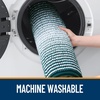 image:imageOLANLY Toilet Rugs UShaped 24x20 Extra Soft Absorbent Chenille Striped Contour Bathroom Rugs for Toilet Dry Quickly Machine Washable NonSlip Bath Mat GreyPeacock Blue