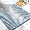 image:imageOLANLY Toilet Rugs UShaped 24x20 Extra Soft Absorbent Chenille Striped Contour Bathroom Rugs for Toilet Dry Quickly Machine Washable NonSlip Bath Mat GreyAiry Blue