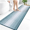 image:imageOLANLY Toilet Rugs UShaped 24x20 Extra Soft Absorbent Chenille Striped Contour Bathroom Rugs for Toilet Dry Quickly Machine Washable NonSlip Bath Mat GreyPeacock Blue