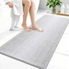 image:imageOLANLY Toilet Rugs UShaped 24x20 Extra Soft Absorbent Chenille Striped Contour Bathroom Rugs for Toilet Dry Quickly Machine Washable NonSlip Bath Mat GreyLight Grey