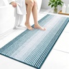 image:imageOLANLY Toilet Rugs UShaped 24x20 Extra Soft Absorbent Chenille Striped Contour Bathroom Rugs for Toilet Dry Quickly Machine Washable NonSlip Bath Mat GreyPeacock Blue