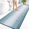 image:imageOLANLY Toilet Rugs UShaped 24x20 Extra Soft Absorbent Chenille Striped Contour Bathroom Rugs for Toilet Dry Quickly Machine Washable NonSlip Bath Mat GreyPeacock Blue
