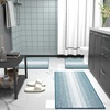 image:imageOLANLY Toilet Rugs UShaped 24x20 Extra Soft Absorbent Chenille Striped Contour Bathroom Rugs for Toilet Dry Quickly Machine Washable NonSlip Bath Mat GreyPeacock Blue