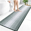image:imageOLANLY Toilet Rugs UShaped 24x20 Extra Soft Absorbent Chenille Striped Contour Bathroom Rugs for Toilet Dry Quickly Machine Washable NonSlip Bath Mat GreyBlackish Green