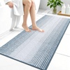image:imageOLANLY Toilet Rugs UShaped 24x20 Extra Soft Absorbent Chenille Striped Contour Bathroom Rugs for Toilet Dry Quickly Machine Washable NonSlip Bath Mat GreyAiry Blue
