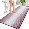 image:imageOLANLY Toilet Rugs UShaped 24x20 Extra Soft Absorbent Chenille Striped Contour Bathroom Rugs for Toilet Dry Quickly Machine Washable NonSlip Bath Mat GreyBurgundy