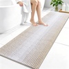 image:imageOLANLY Toilet Rugs UShaped 24x20 Extra Soft Absorbent Chenille Striped Contour Bathroom Rugs for Toilet Dry Quickly Machine Washable NonSlip Bath Mat GreyBeige