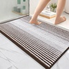 image:imageOLANLY Toilet Rugs UShaped 24x20 Extra Soft Absorbent Chenille Striped Contour Bathroom Rugs for Toilet Dry Quickly Machine Washable NonSlip Bath Mat GreyBrown