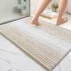 image:imageOLANLY Toilet Rugs UShaped 24x20 Extra Soft Absorbent Chenille Striped Contour Bathroom Rugs for Toilet Dry Quickly Machine Washable NonSlip Bath Mat GreyBeige