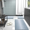 image:imageOLANLY Toilet Rugs UShaped 24x20 Extra Soft Absorbent Chenille Striped Contour Bathroom Rugs for Toilet Dry Quickly Machine Washable NonSlip Bath Mat GreyAiry Blue